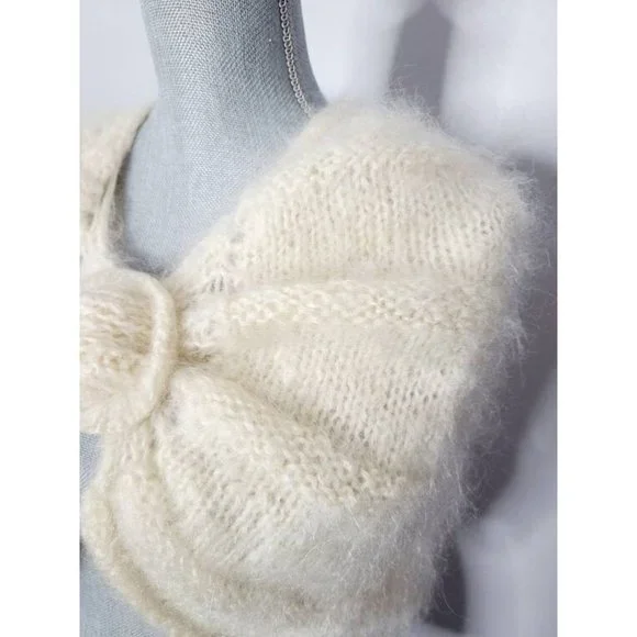 Vintage Mohair Stole, 1960s Bridal Shawl, Vintage Wrap Sweater - Picture 2 of 8